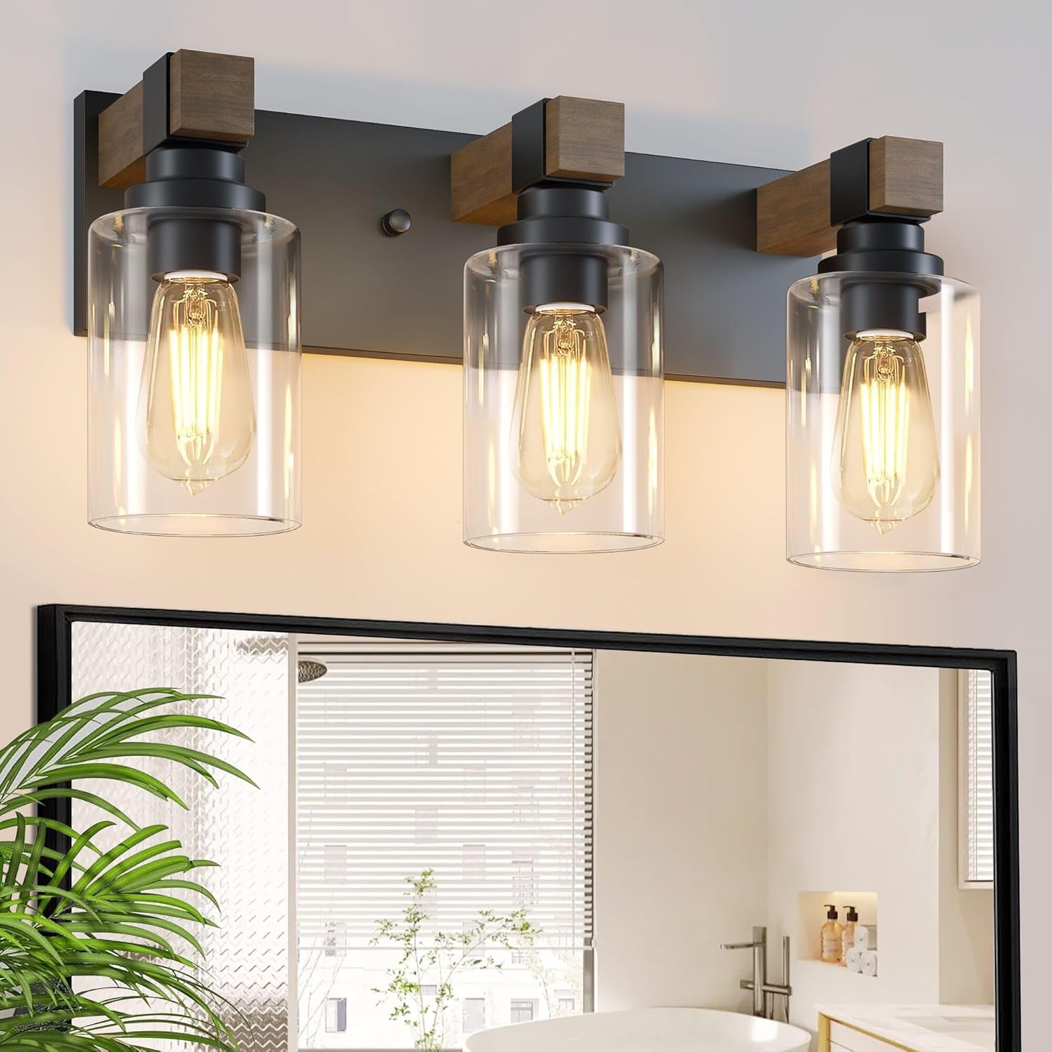 Rustic 3-Light Bathroom Vanity Light Fixtures for Farmhouse Style