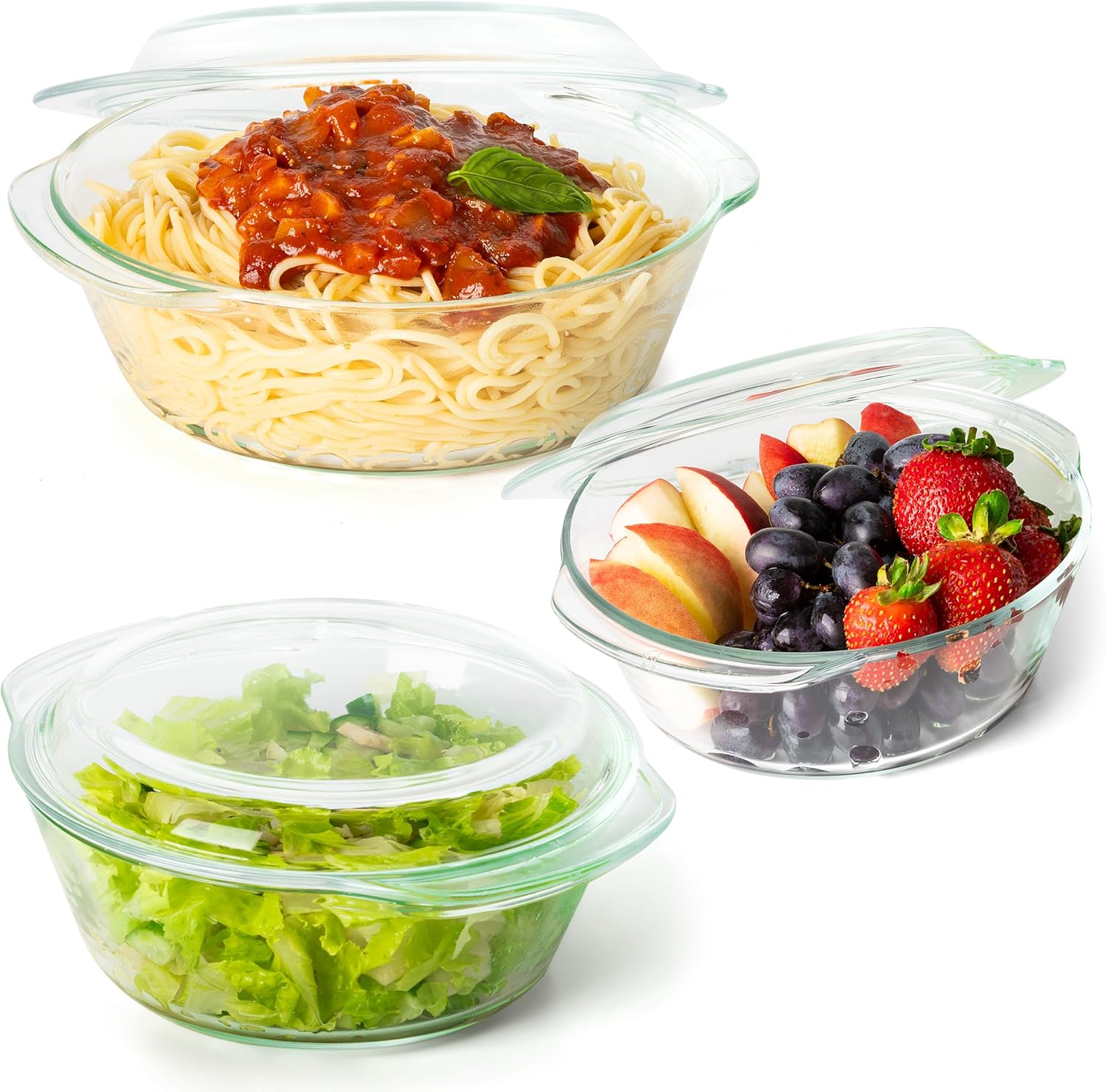 Moss & Stone 6-Piece Clear Glass Casserole Dishes Set for Cooking