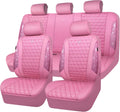 CAR PASS Bling Diamond Pink Leather Car Seat Covers Full Set - Sparkly