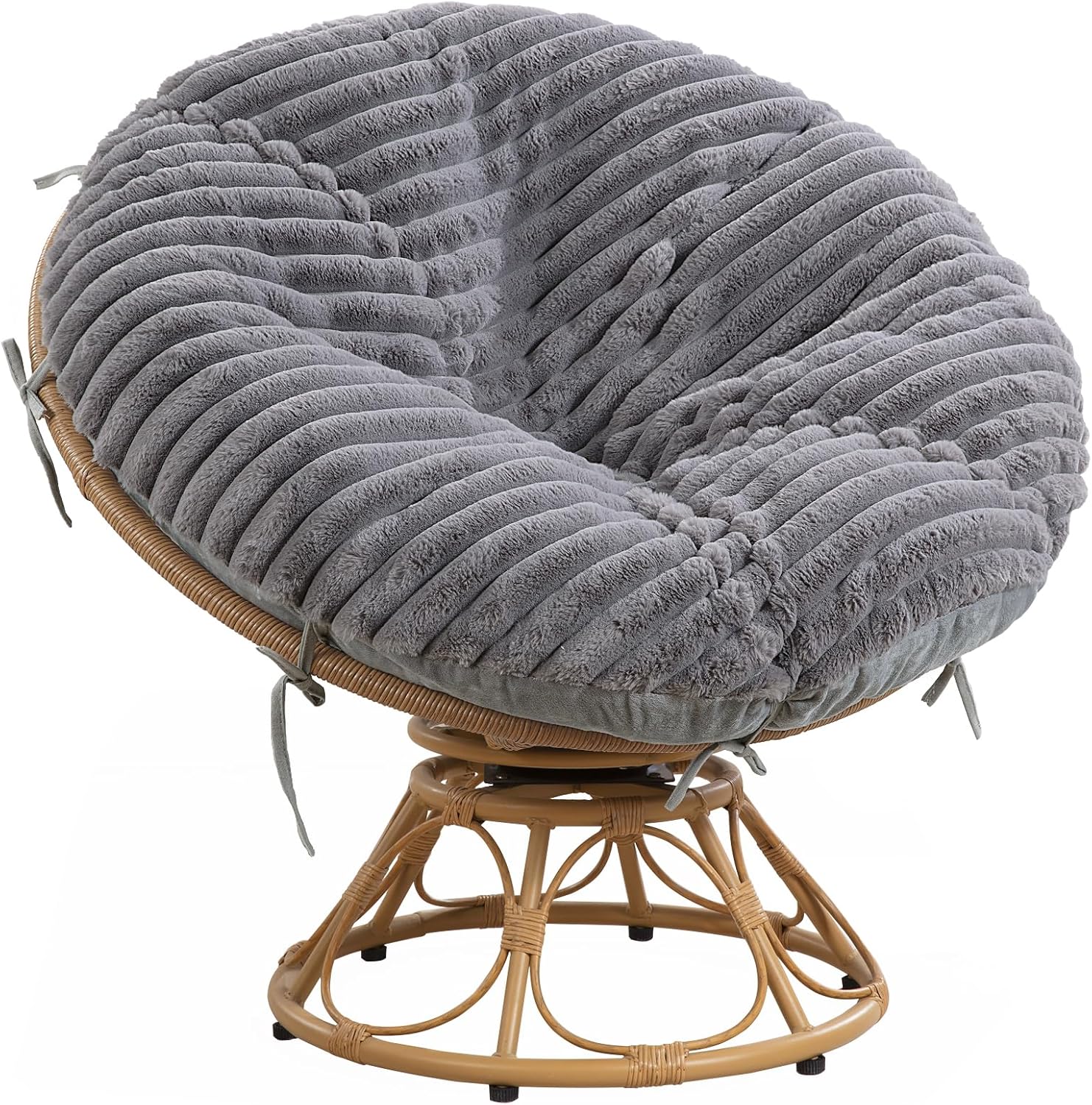 Fluffy Shaggy Cover for Papasan Chair Cushion - Light Grey