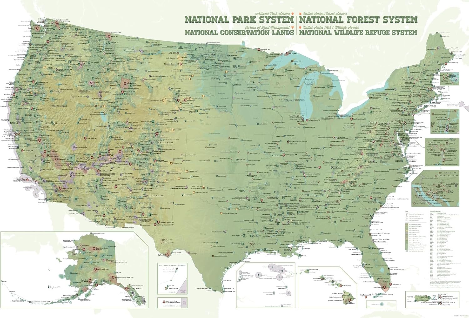 NPS x USFS x BLM x FWS Interagency Federal Lands Map Poster