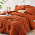 Burnt Orange Twin Comforter Set Seersucker 5 Piece - All Season
