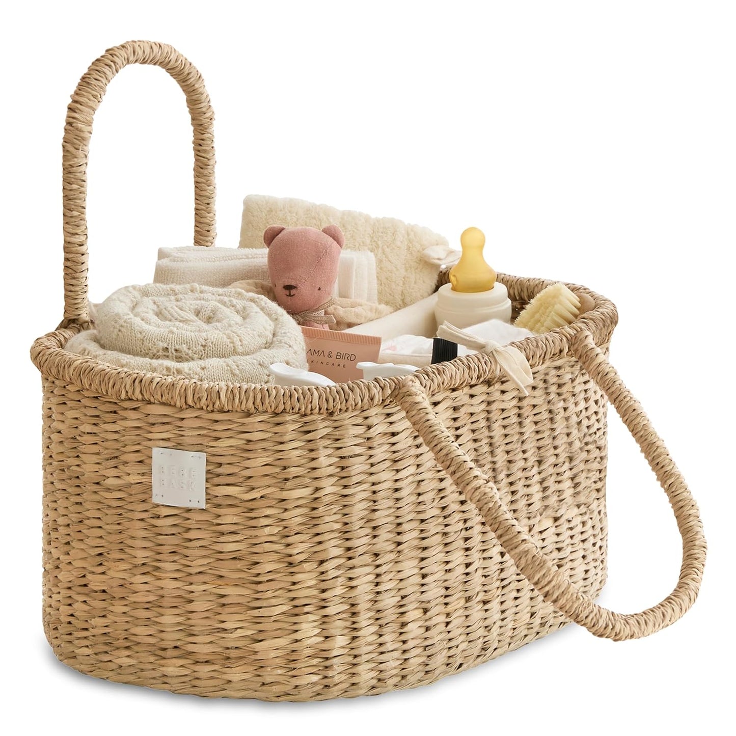 Premium Baby Diaper Caddy Organizer - Artisan-Made Seagrass