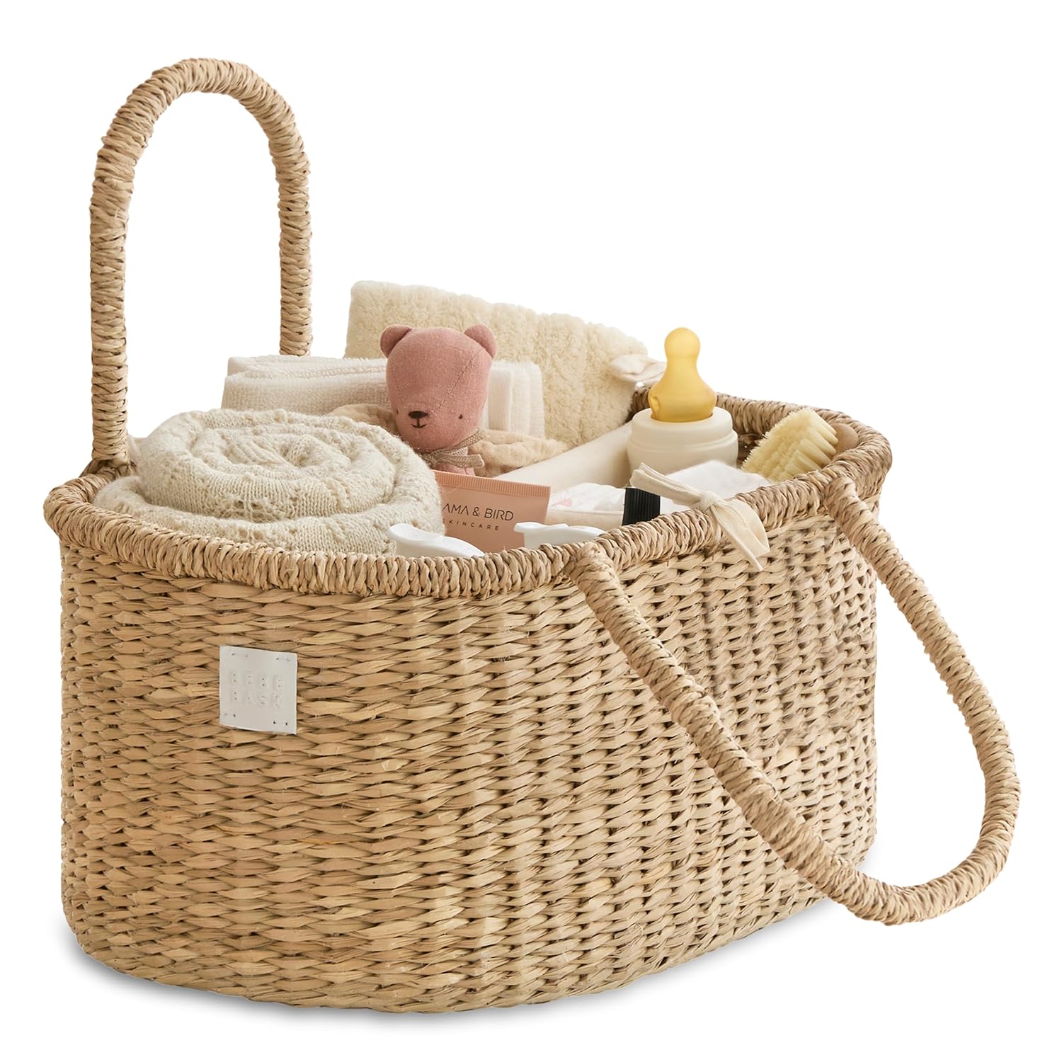 Premium Baby Diaper Caddy Organizer - Artisan-Made Seagrass
