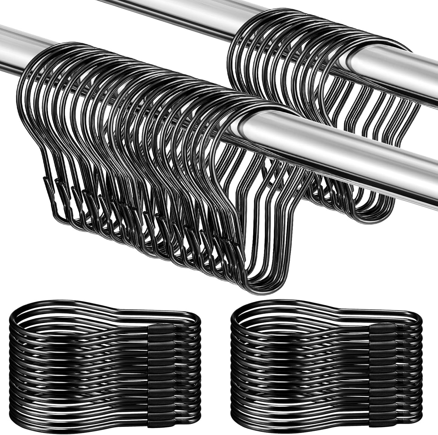 Gisafai 300 Rust-Proof Curtain Hooks ~ Securely Hang Curtains