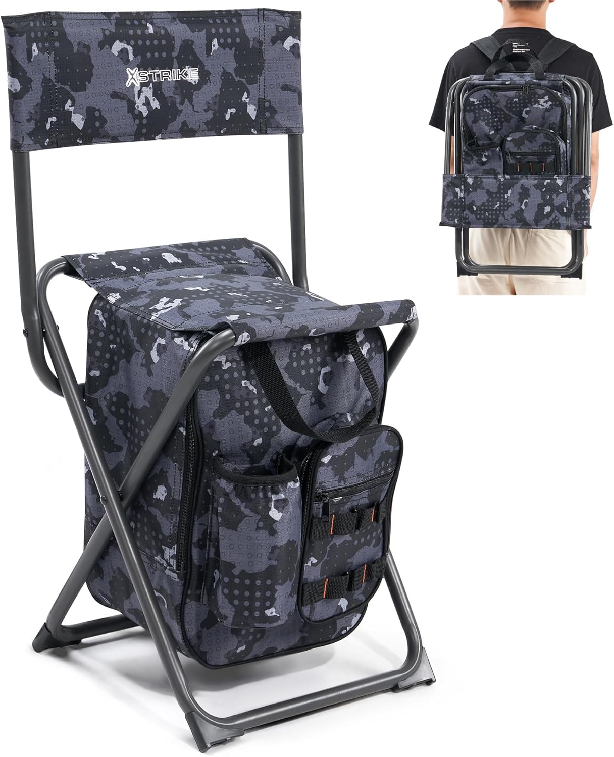 X Strike Backpack Fishing Chair with Cooler Bag for Outdoors