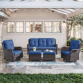 5 Piece Outdoor Patio Furniture Set with Swivel Rocker Chairs