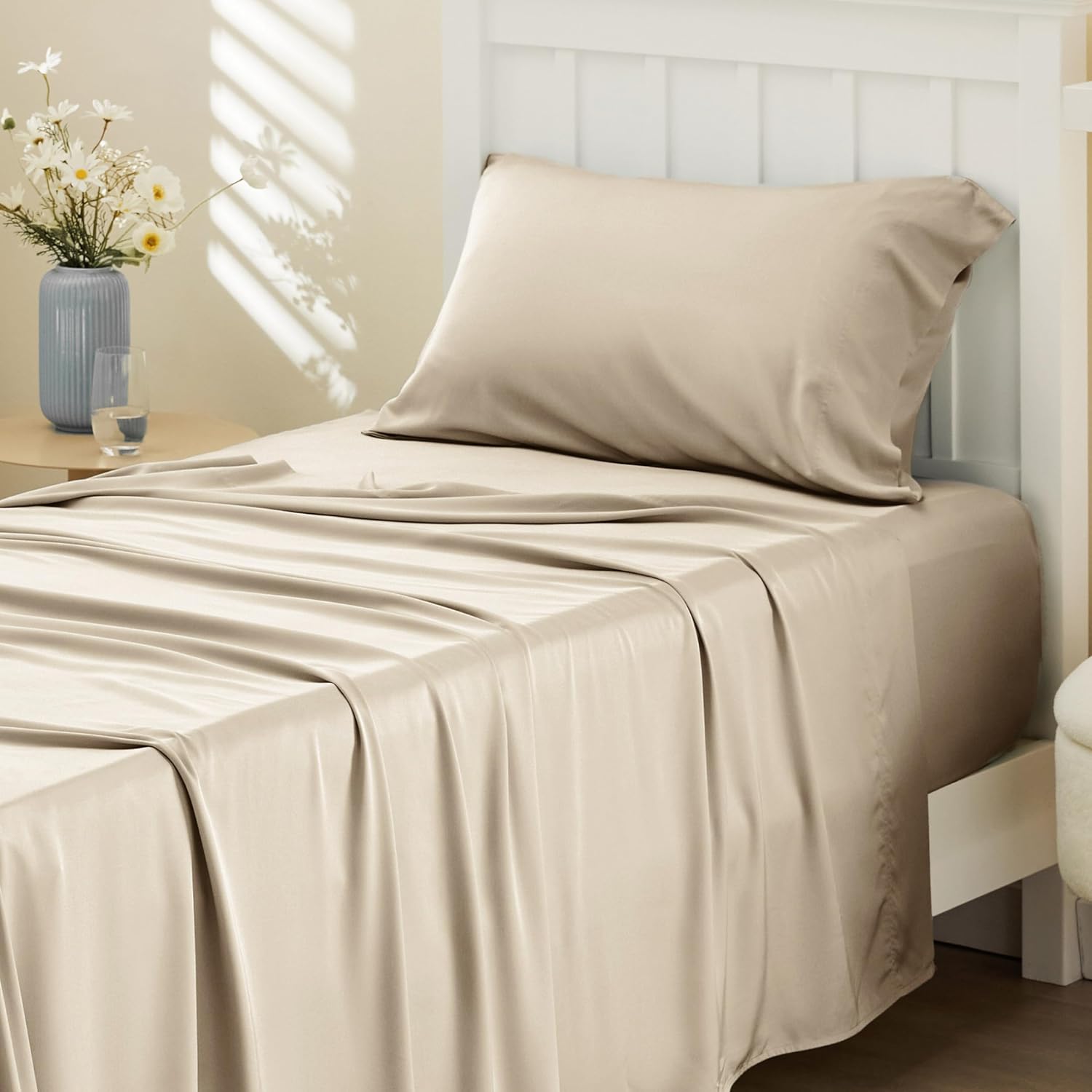 Bedsure Cooling Sheets Twin Set for Hot Sleepers, Silky Soft