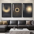 Large Framed Black and Gold Modern Luxury Abstract Wall Art - 3 Piece