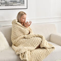 Chenille Chunky Knit Blanket Throw - Tighter Version, Cozy & Soft