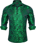 Men's Casual Fit Long Sleeve Silk Shirt by DiBanGu in Paisley Style