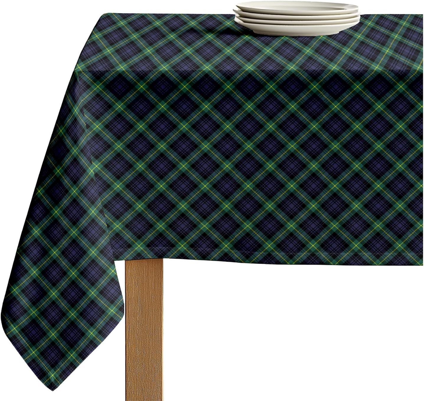 Blue & Green Tartan Tablecloth by Fabric Textile Products