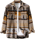 VIEWON Men's Woolen Print Shacket Jacket - Lightweight Western Style
