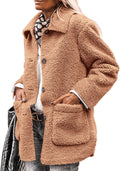 Women's Faux Fur Sherpa Jacket - Cozy Long Sleeve Teddy Coat