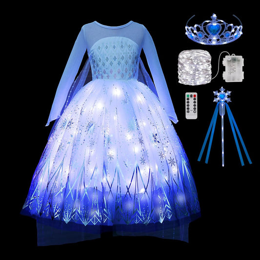 Light Up Princess Costume Dress for Girls Halloween Party Fun