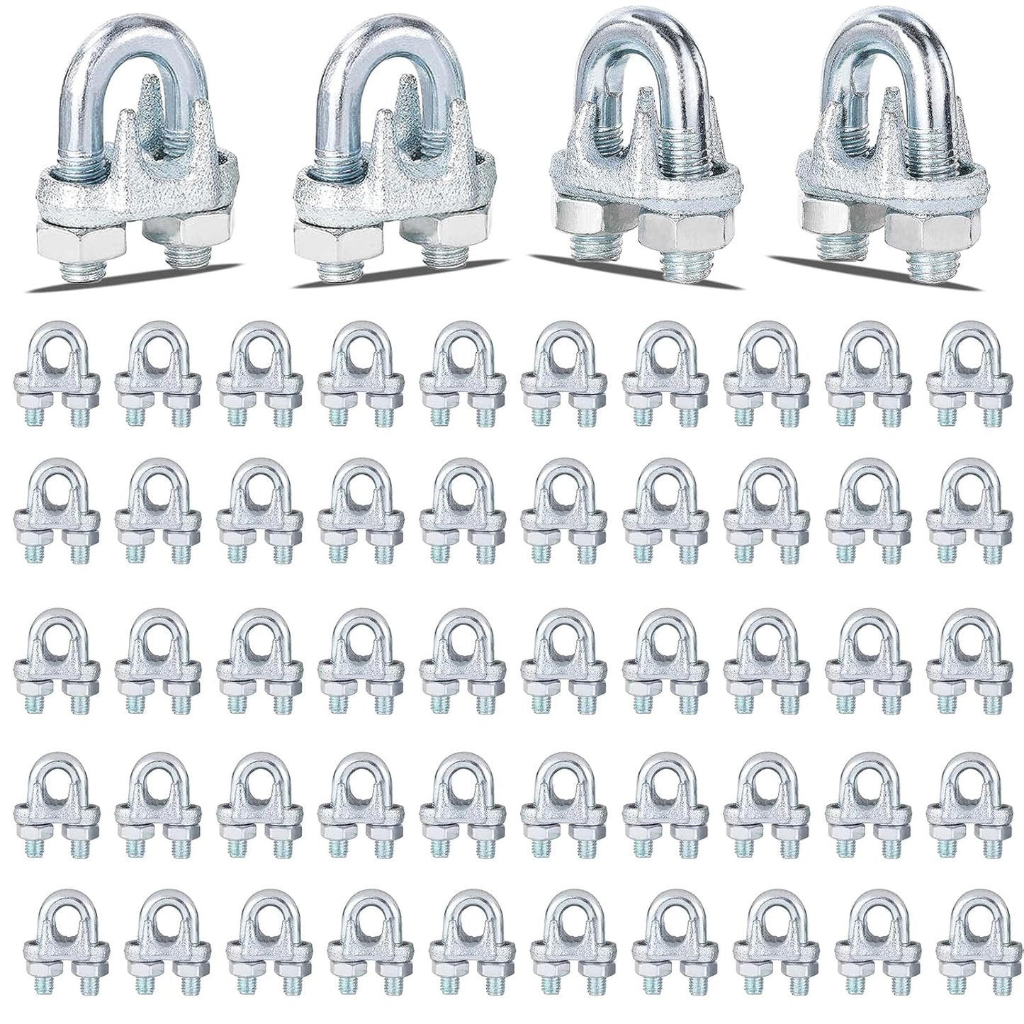 120PCS M6 Galvanized Zinc-Plated Wire Rope Cable Clamps for Rigging