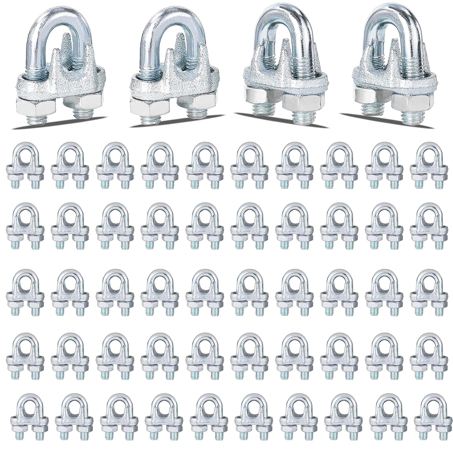 120PCS M6 Galvanized Zinc-Plated Wire Rope Cable Clamps for Rigging