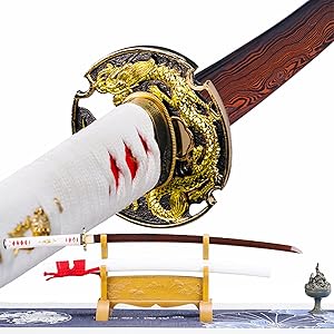 OKSs Katana Sword Real Rayskin Handmade Samurai Sword for Collectors