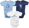 Wes and Willy Baby College Team 3 Pack of Cotton Rompers - Licensed