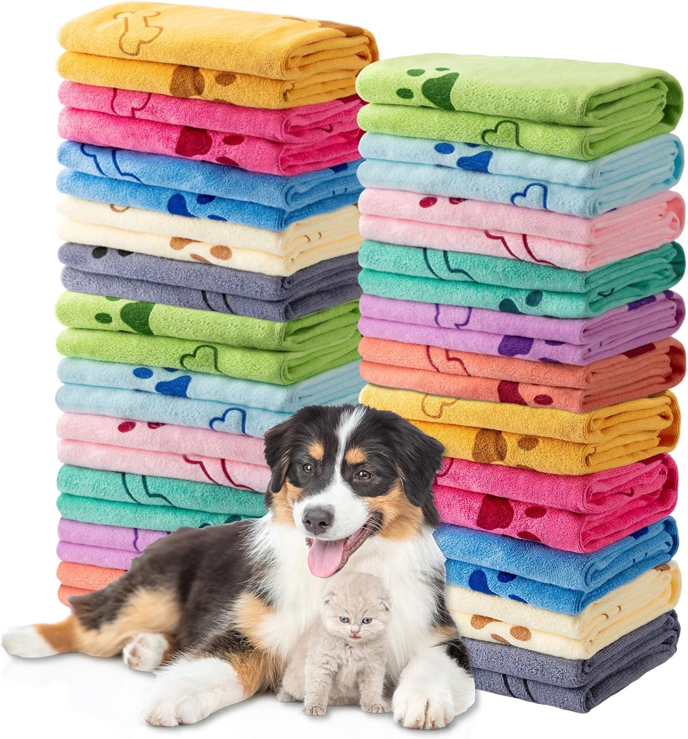 22 Pcs Dog Towels for Drying - Microfiber Pet Bath Towels