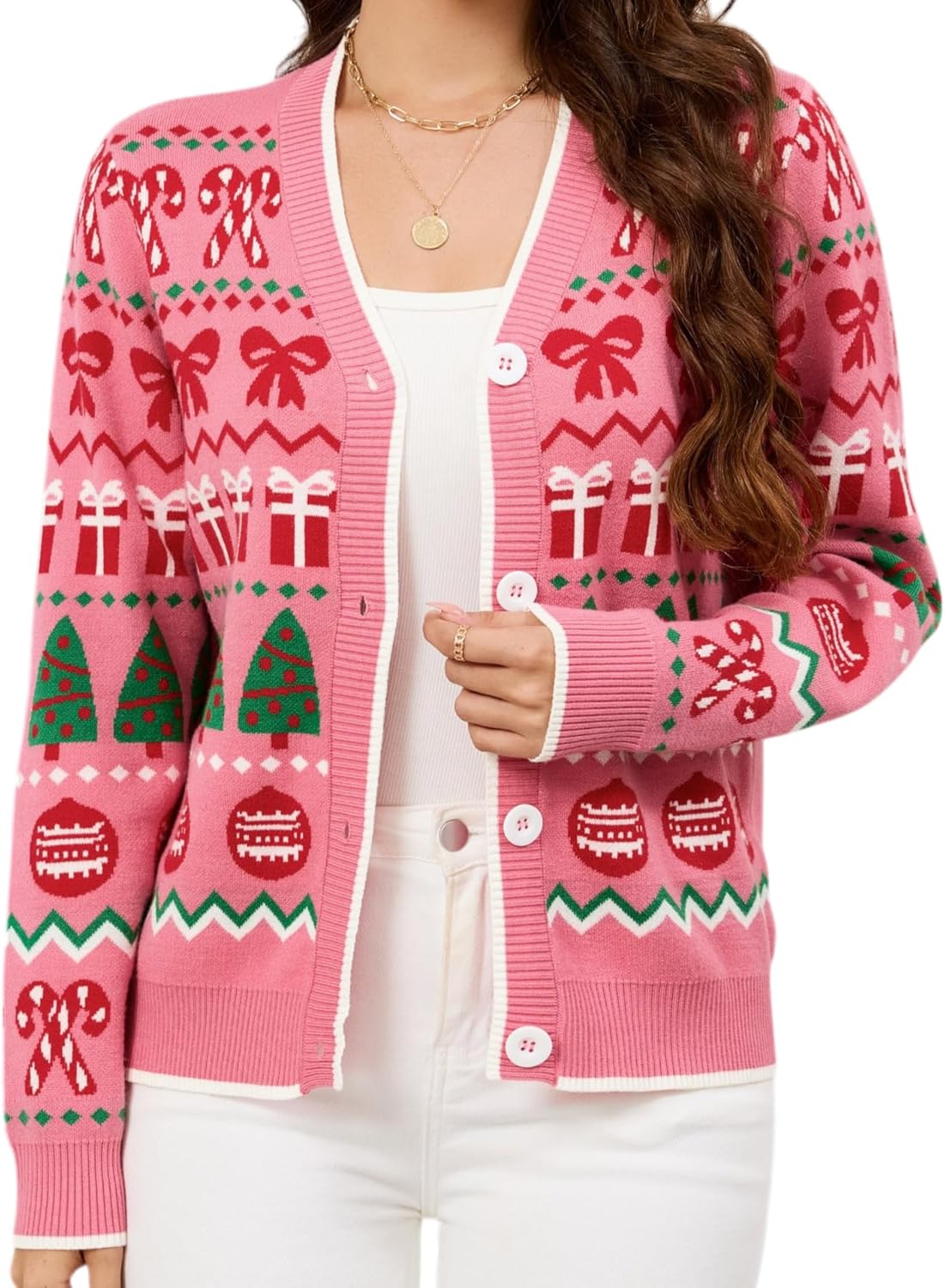 LUBOT 2025 Open Front Chunky Cardigans for Women Holiday Wear