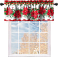 Festive Holiday Kitchen Valances - Red & Green Blooms by Cuteiush