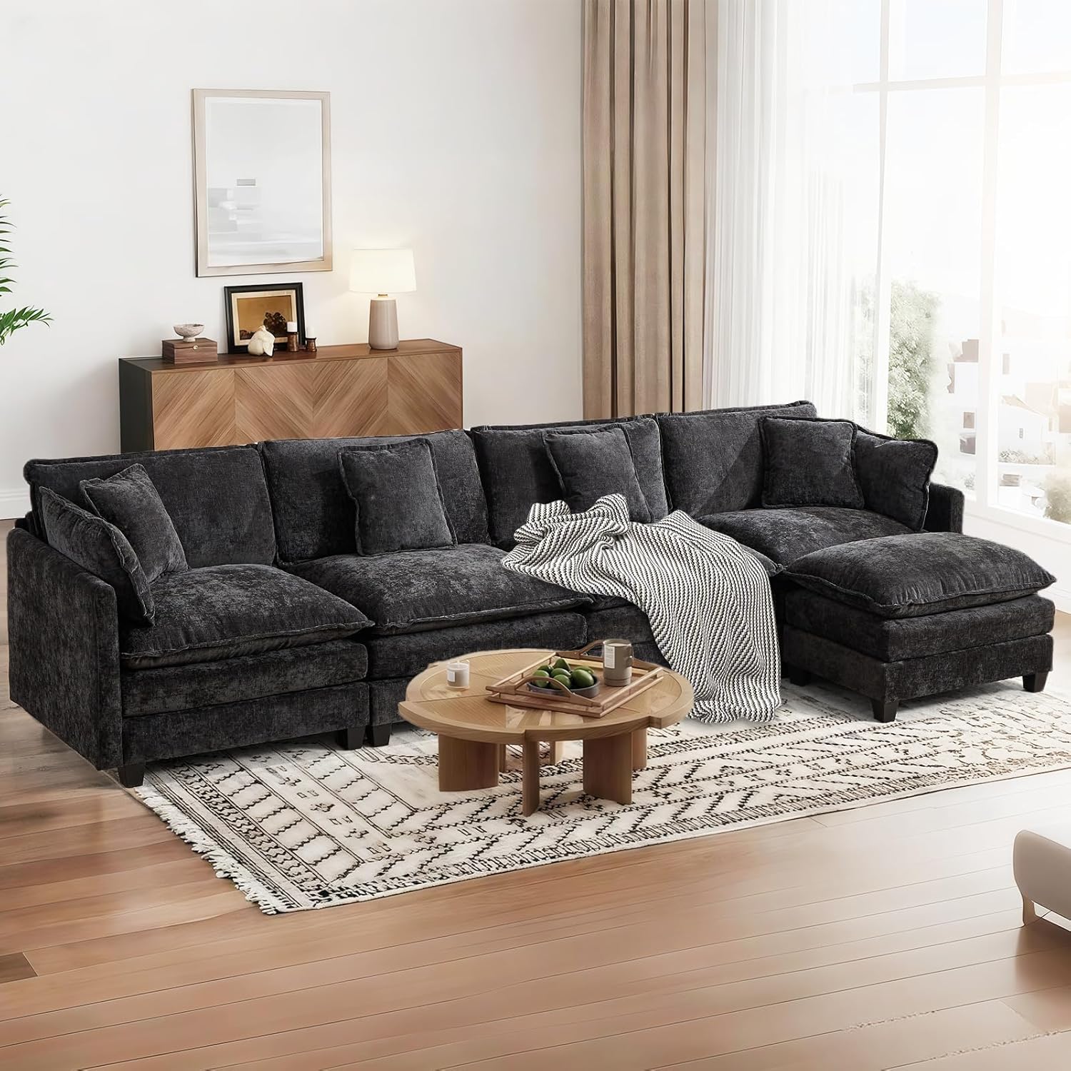 SoarFlash 149.61in Chenille Sectional Sofa for Modern Living