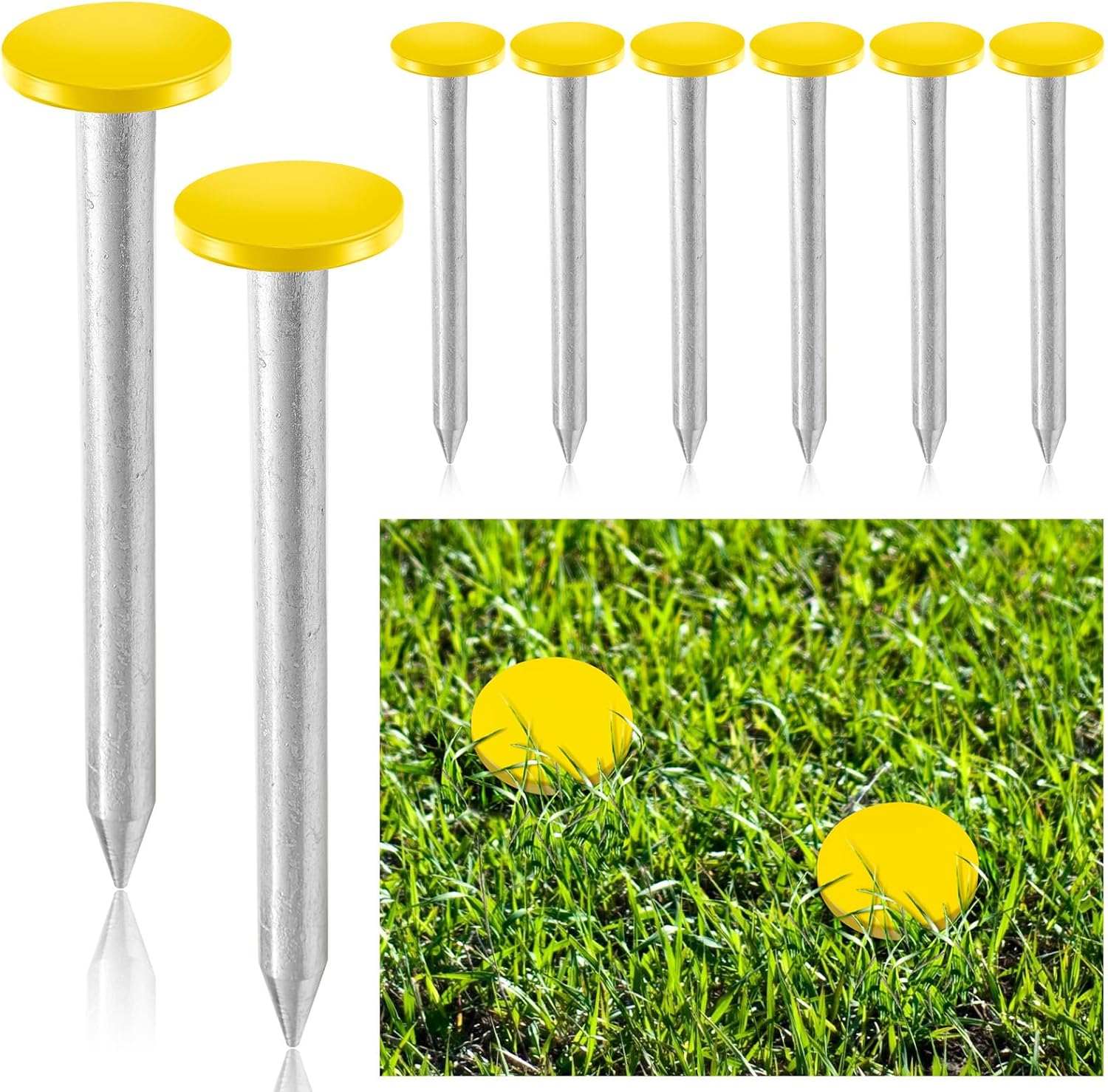 Silkfly 8 Pcs Heavy Duty Galvanized Survey Stakes for Property