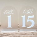 Frosted Wedding Table Numbers 1-15 4x6 Arch Acrylic - Bold White Print