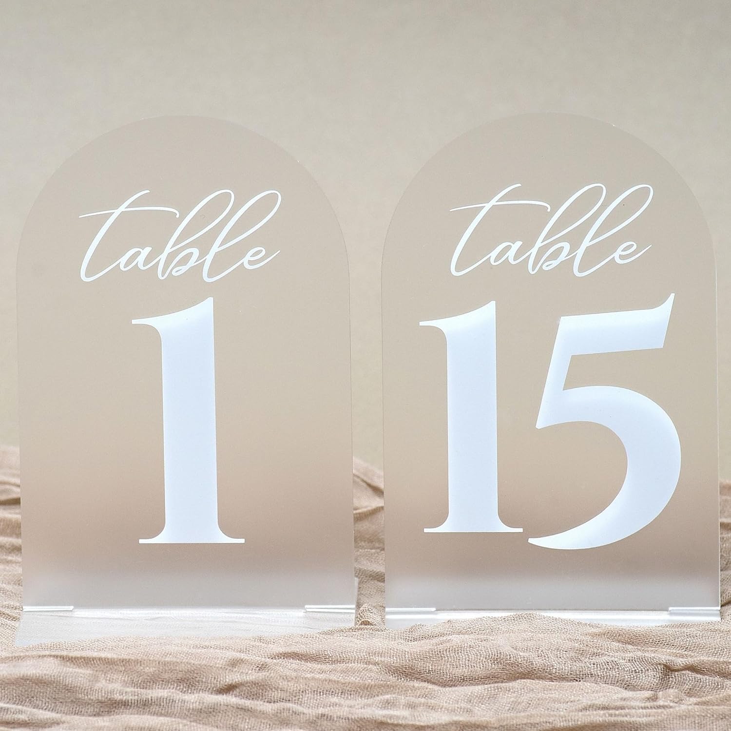 Frosted Wedding Table Numbers w/Stands for Elegant Events