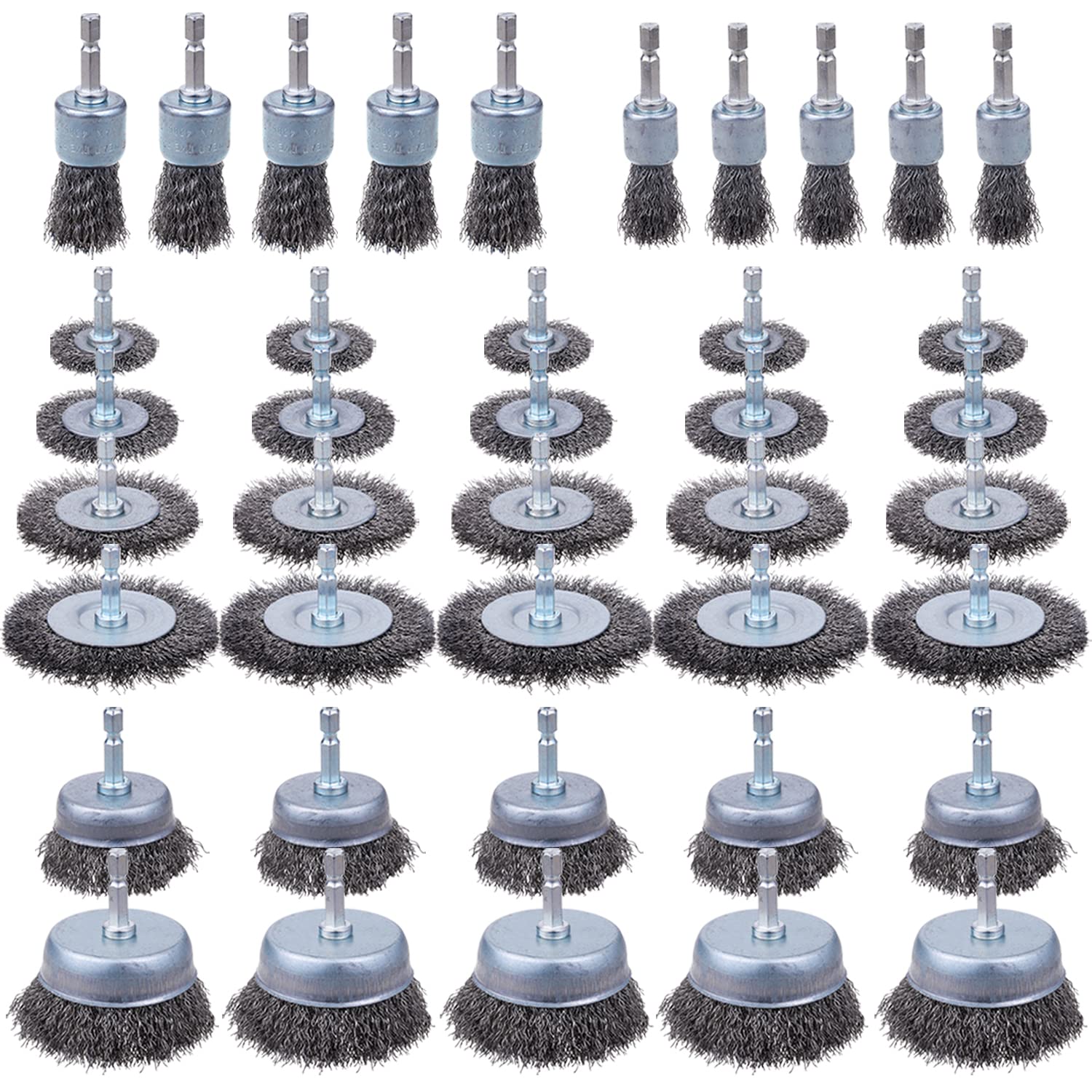 Rocaris 40 Pack Wire Brush Set for Rust Removal and Scrubbing