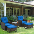 AVAWING 5 Piece Patio Furniture Set with Swivel Glider Chairs - Navy