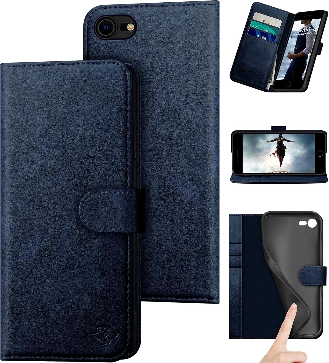 Genuine Leather Wallet Case for iPhone 7/8/SE 2020/SE 2022