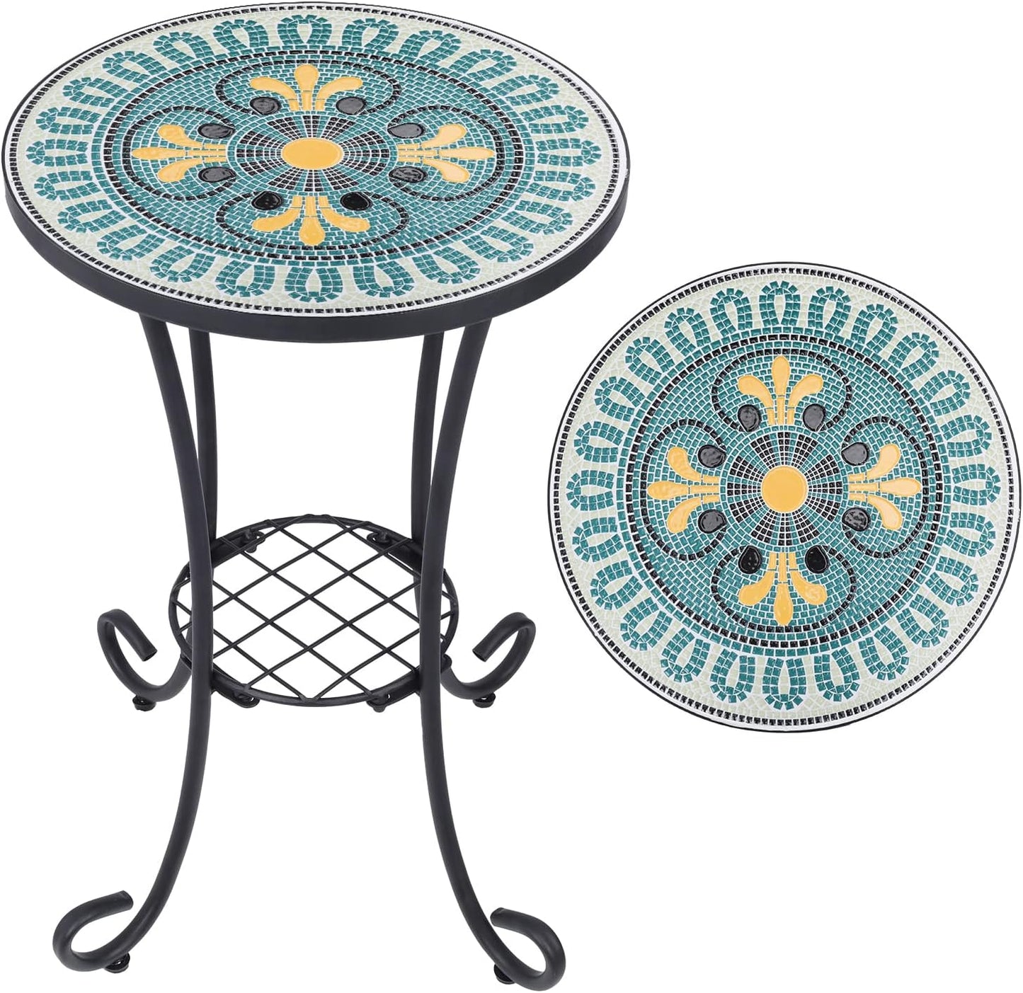 Vipush Mosaic Outdoor Side Table for Patio and Garden Use