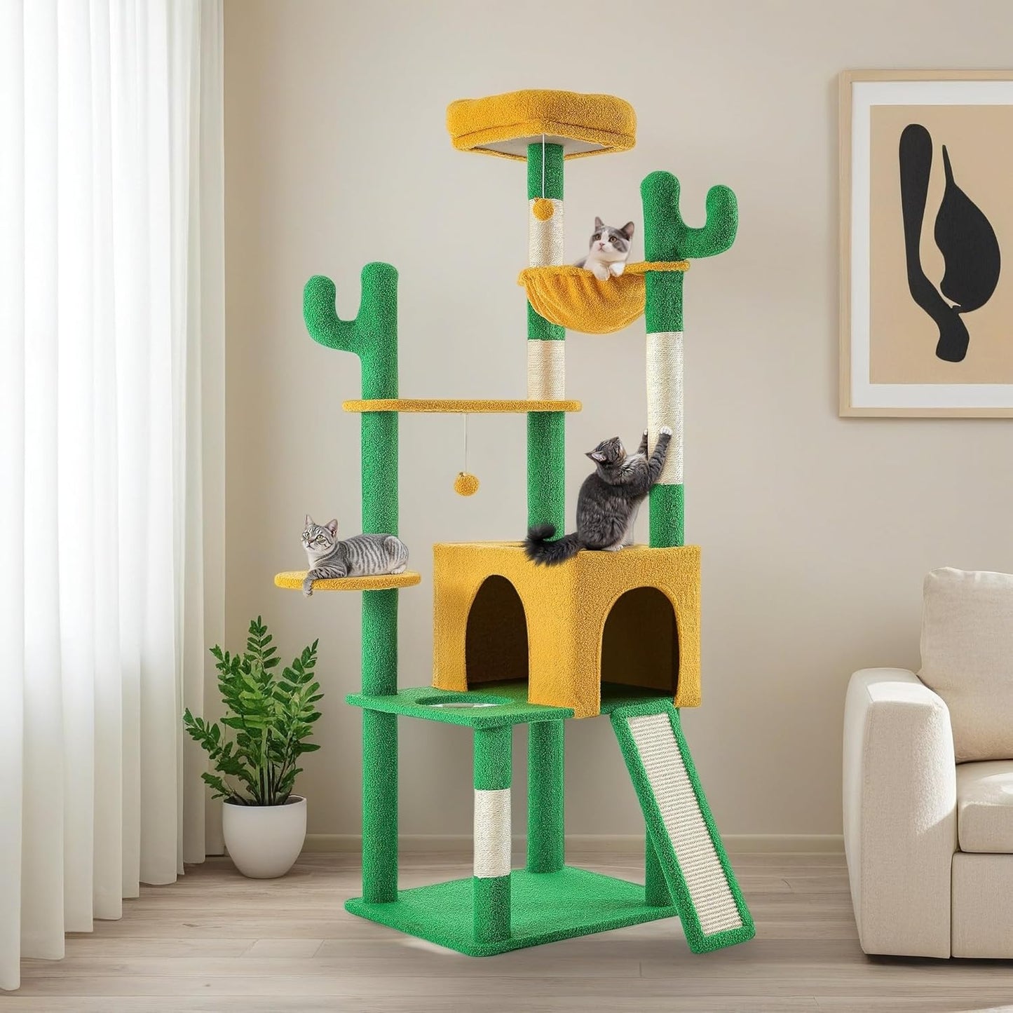 YITAHOME Tall Cactus Cat Tree: Fun Indoor Climbing Center
