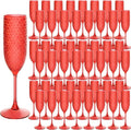 Dark Red Plastic Champagne Flutes Set 48pcs - Vintage Diamond Toasting