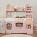 Pink Wooden Play Kitchen for Kids Realistic Appliances & Accessories