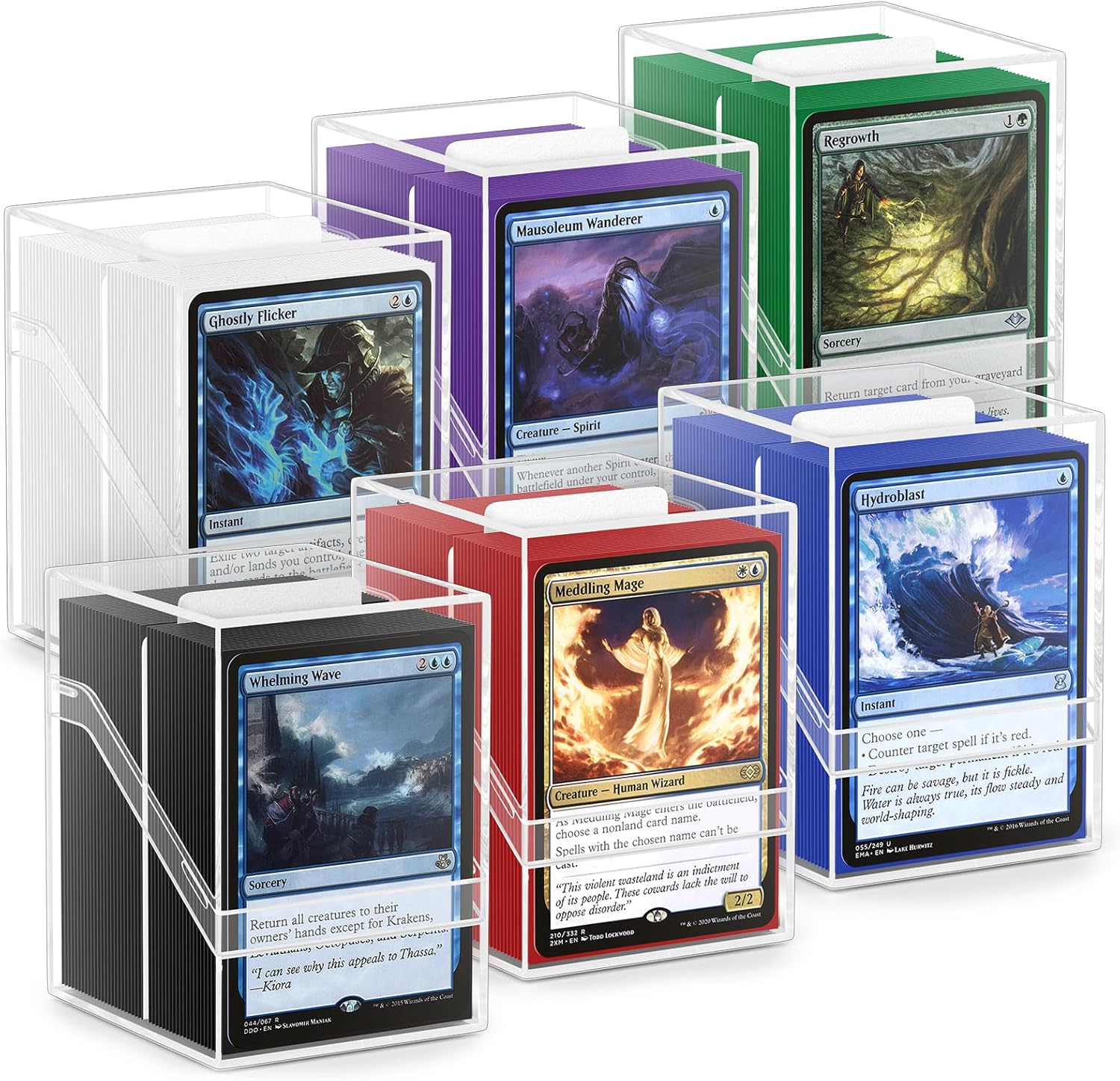 6 Pack Card Deck Boxes with Sleeves for MTG and Trading Cards
