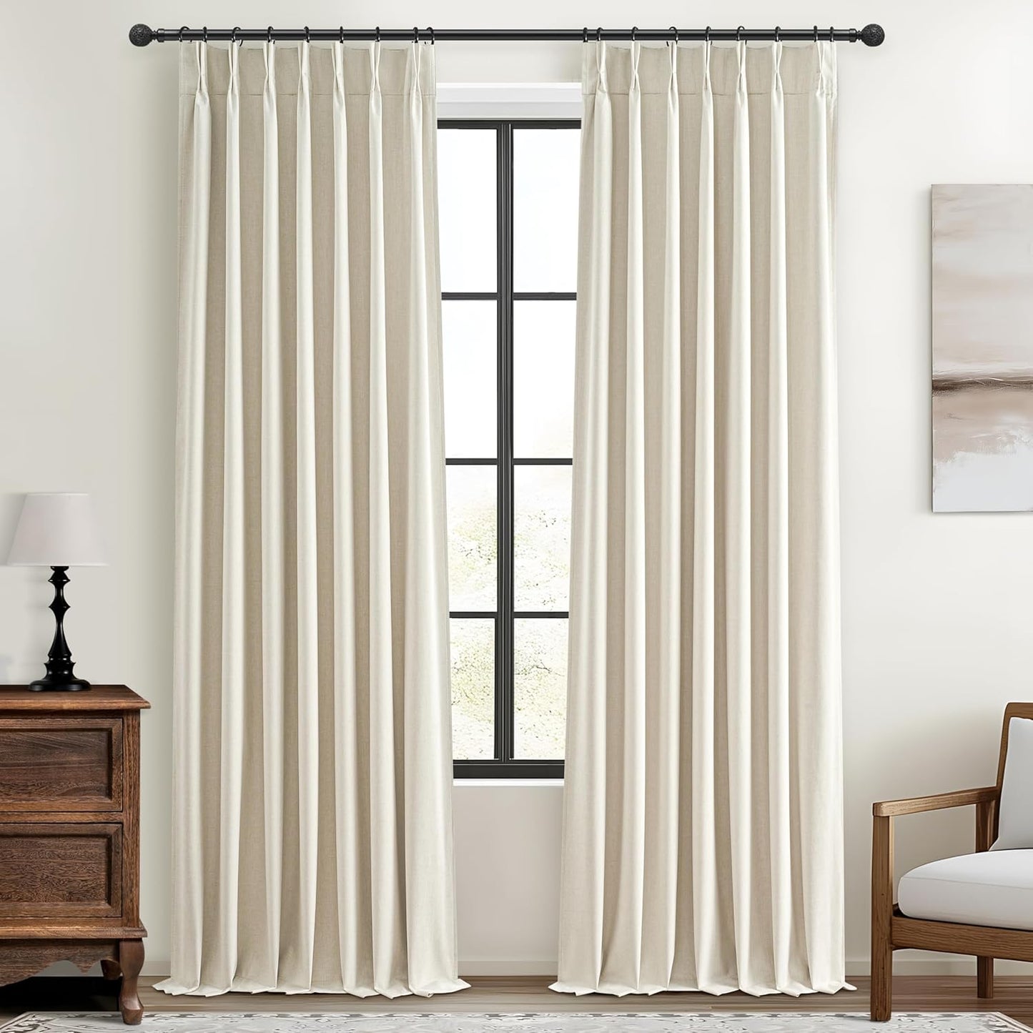 Cream Linen Curtains 120 Inches Long for Bedroom and More