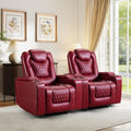 Power Recliner Chair with USB Ports and Cup Holders - Red Set of 2