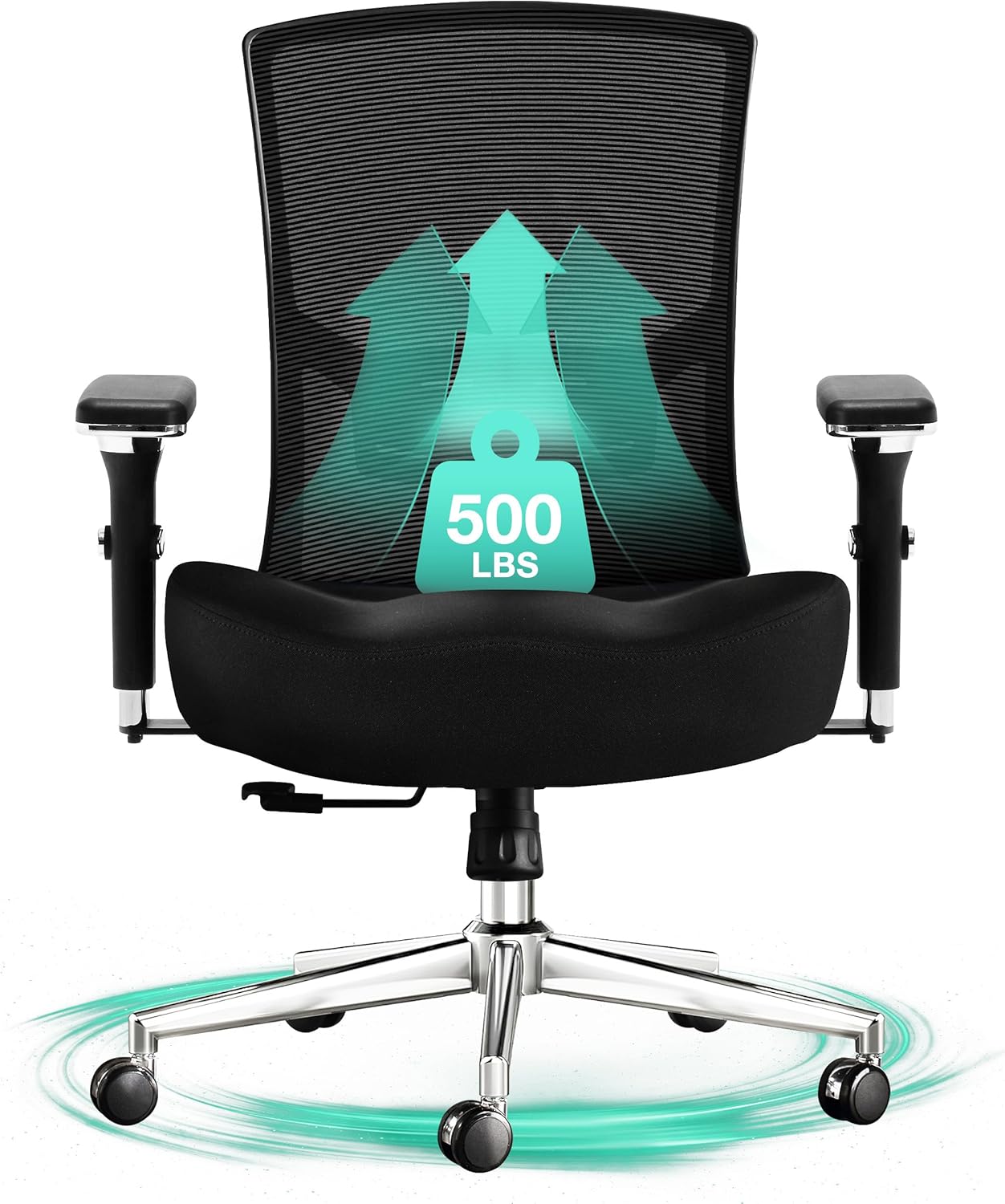 Blue Whale Big & Tall Chair: 500lbs Capacity, Ergonomic Design, Adjustable Lumbar