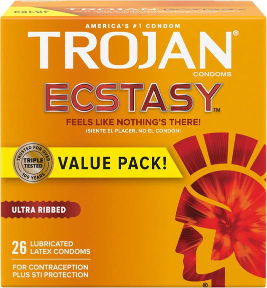Trojan Ultra Ribbed Ecstasy and Extended Pleasure Condom Bundle