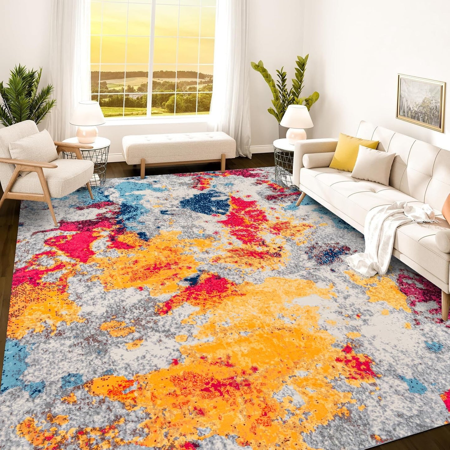 Istana 9x12 Area Rug - Multi Colors for Living Room & Bedroom