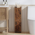 Rustic Brown Corner Bathroom Storage Cabinet - Narrow Floor Organizer