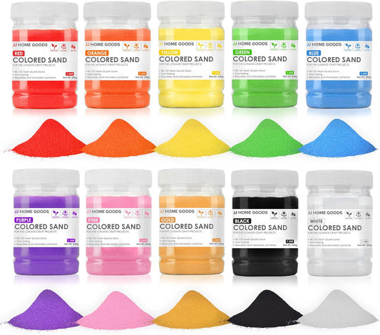 JJ CARE Colored Sand Art Kit for Kids - 10 Vibrant Colors