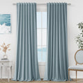 Guken Blue Linen Blackout Curtains 84 Inch Length 2 Panels Set
