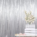 Silver Sequin Curtain 2 Panels 5FT x 10FT Glitter Wedding Backdrop