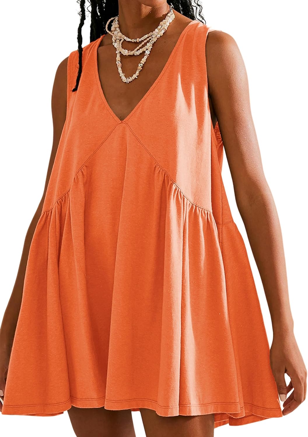 Tomosc Sleeveless Mini Dress for Women: Summer Casual V Neck