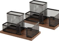 Antique Wood & Mesh Pen Holder - Office Organization Marvel