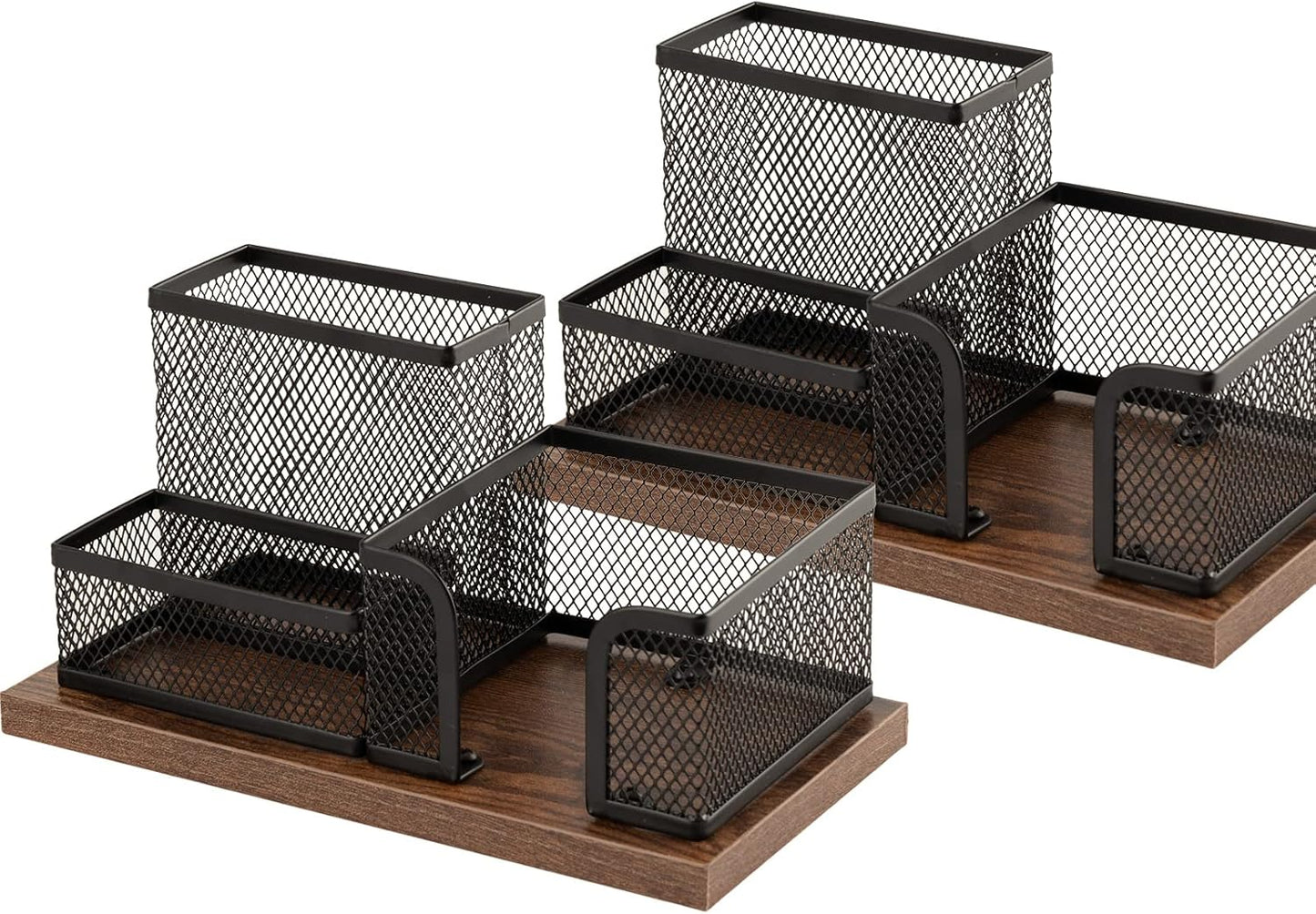Antique Wood & Mesh Pen Holder - Office Organization Marvel